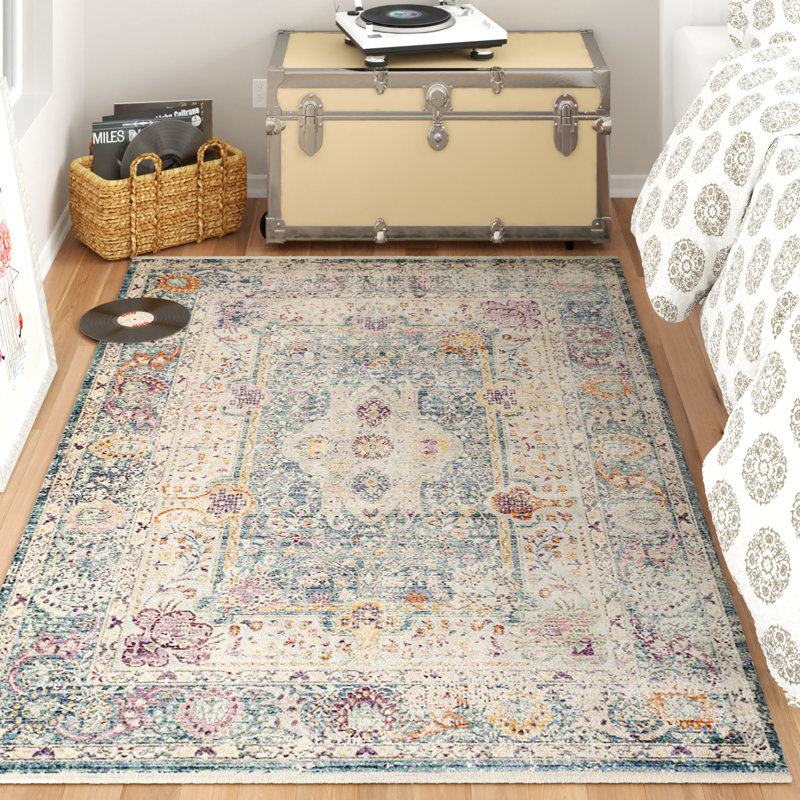 Three Posts™ Teen Soperton Teal/Cream Oriental Area Rug & Reviews Wayfair